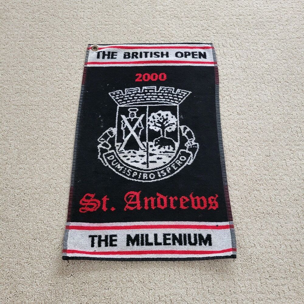 The British Open 2000 St. Andrews The Millenium Golf Towel Black Red Retro READ